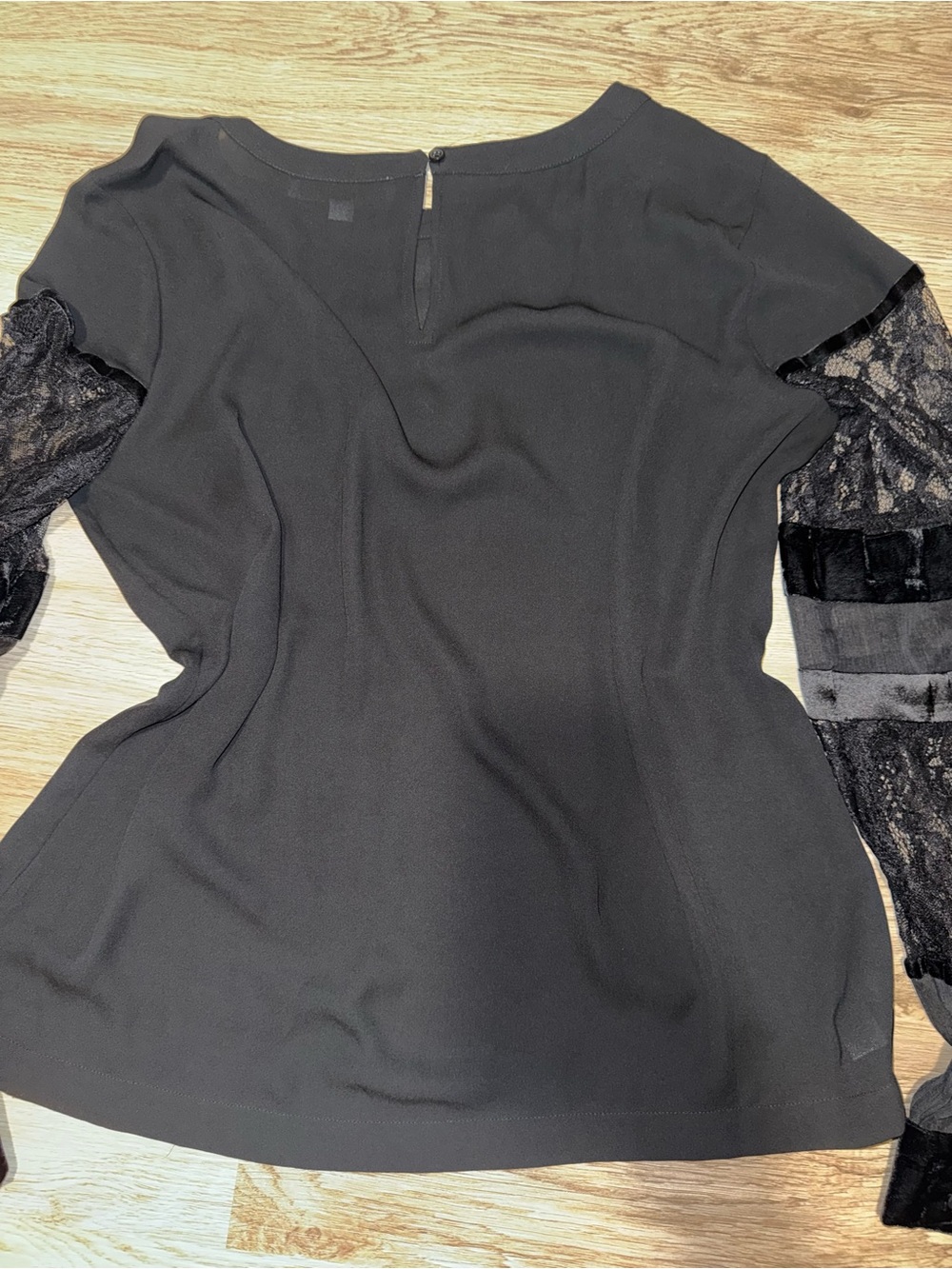 Black Lace-Sleeve Women’s Top - Picture 5 of 5